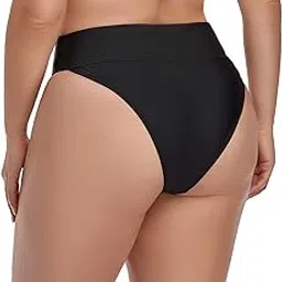 zohamung Women Vintage High Waisted Bikini Bottoms Brazilian Ruched High Cut Tankini Panites-picture-19