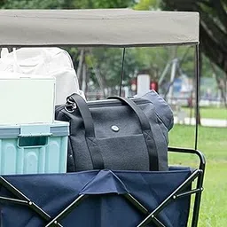 LICHTS Wagon Canopy Transport Trailer Garden Camping Cart Sunshade Dark Gray-picture-44