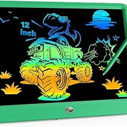 KOKODI 12 Inch LCD Writing Tablet with Anti-Lost Stylus Erasable Doodle Board Colorful Toddler Drawing Pad Car Travel School Games Toys for 3 4 5 6 7 8 Kids Birthday Gift for Girls Boys Adults Green-picture-36