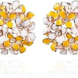 nilu's collection Crystal Flower Clover Stud Earrings for Women and Girl-picture-47