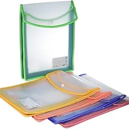 LC Documnet Bag Envelope Folder, Transparent Poly-Plastic A4 Documents File Storage Bag with Snap Button Certificate File Holder Document Folder for Certificates - Multi Colour (618V, 5)-picture-17