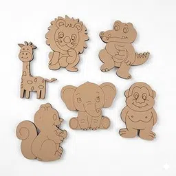 ERH India 6 Pc MDF Wooden Animals Cutouts for Kids Crafts Lion, Tiger, Elephant, Hamster, Gorilla, Giraffe, etc. DIY Painting Kit for Art Projects Home Décor & School Activities with Sketch Color-image-89