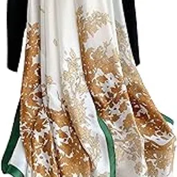 malina Elegant Floral Print Silk satin Stole, Pink and Grey, Large Rectangle Scarf for Women,Pink Stole-picture-16
