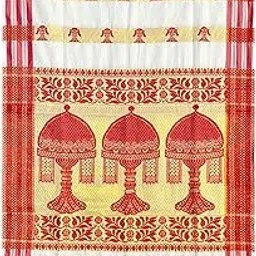 Assam Gamcha Assamese Luxury & VIP Polycotton Gamcha | White & Muga Color Xorai Design Towel Gamucha Size_XL, 25×67 (Pack of-1)-picture-23