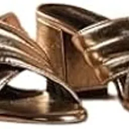 imperfecto Criss Cross Gold Heels | Women's Glamorous Heeled Sandals | Stylish and Chic Footwear-picture-23