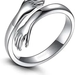 university trendz Stylish Silver Hug Ring for Women & Girl - Promise Free Size Finger Ring-picture-54