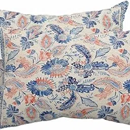 Outdoor Pillows Covers with Inserts Blue Paisley Flowers Distressed Floral Geometric Watercolor Waterproof Pillow with Adjustable Strap Throw Pillows for Patio Furniture Lounge Chair, 11x16 Inch, 2PCS-image-6