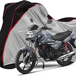 AUTOTEN-Bike Body Cover Compatible with Honda Shine Full Body Cover with Waterproof, Dust Proof, UV Rays Protective, Triple Stitching & Lightweight Covers - (Silver Top Black Waterproof Piping)-image-10