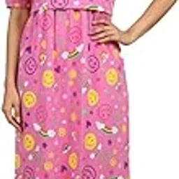 Filly&Colt Women's Maternity Dress |100% Cotton Maxi Feeding Gown | Zipless Nursing Wear for Pregnancy & Postpartum | Stylish & Comfortable Printed Nighty-image-74