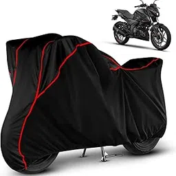 VOICO Water Resistant Bike Cover Dustproof UV Protection Bike Body Cover for Bajaj Pulsar N250 All-Weather Protection with Red Piping - Black-picture-41
