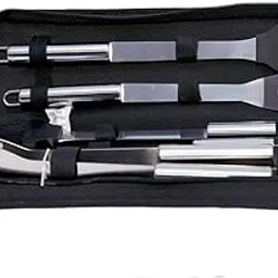 Moradiya Fresh 5 Pcs Stainless Steel Barbecue BBQ Tool Kit Set Barbecue Cooking Helping Accessories with Storage Bag_Black-picture-27