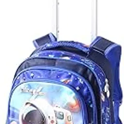 play nation Premium Printed Trolley Backpack with Adjustable Handle for Kids, Multi-Pocket Travel Bag for 6+ Years Boys/Girls, Comfortable & Lightweight Shoulder Backpack, 16.5 Inches (Astronaut)-picture-17
