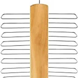 Vastra Wooden Tie Rack Holder for Men | Premium Multi-Purpose Hanger with 20 Anti-Slip Hooks | Belt, Necktie, Scarf Organizer | 360° Swivel Rotating Closet Storage Hanger-picture-29