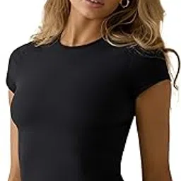 sightbomb Round Neck Short Sleeve Ultra Soft Front Support Cuddle TEE Microfiber Soft TOP for Women-picture-43