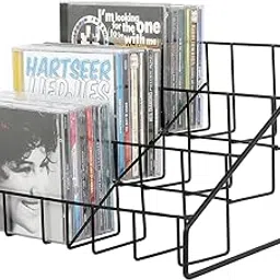 MyGift Modern Matte Black Metal Wire CD Holder Storage Stand, 3 Tier Media Jewel Case Organizer Rack-picture-46