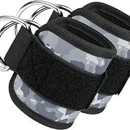 Fashion My Day 2 Pieces Ankle Straps for Cable Machine for Curls Strength Training Home Gym Gray-picture-13