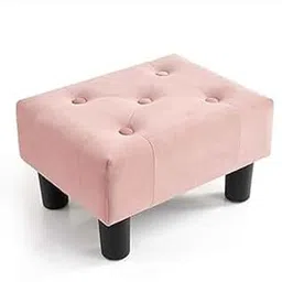 PLATINUM WOOD CRAFT Small Footrest Stool Velvet Fabric Pouf with Padded Seat for Living Room Bedroom.(Pink)-picture-25