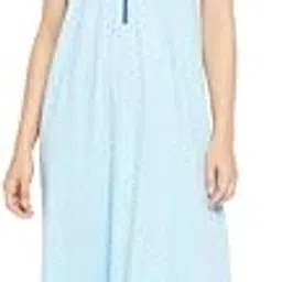 clovia Women's Cotton Dot Print Long Night Dress in Blue-picture-46