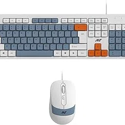 Ant MASTER 20 Wired Combo Keyboard & Mouse Set | 104 Key Membrane Keyboard 5 Million Keystroke Life | 2400 DPI Adjustable Mouse 1 Million Clicks | USB Plug & Play | Windows/Mac/Linux-White Grey Orange-picture-19