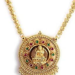 1 Gram Micro Gold Plated Copper Jade Traditional Designer Golden Fashion Jewellery Dollar Chain for Women (24 Inches)-image-45