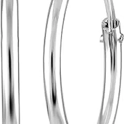 Rhodium Plated Plain Round Hoop Bali Earrings for Men (ER1109837RMen)-image-63