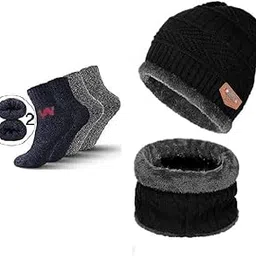 BUY FOR HAPPINESS Winter Warm Set – Black Cap, Gloves, Sleeves, and Socks | Cozy, Stylish, and Comfortable Cold Weather Essentials for Men and Women-image-6