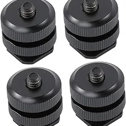 KICHOUSE 4Pcs Aluminum Alloy Hot Shoe Mount Adapter for Camcorder and LED Light Dual Design with Screw Easy to Install Reliable Camera Accessory image 1