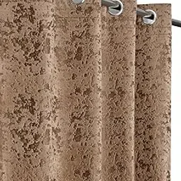 Soft Luxurious Feel Premium Velvet Burnout Textured Eyelet Curtains, 80% Blackout Light Filtering Drapes for Bedroom & Living Room, Offices – Window- 5 Feet (Pack of 2) Brown-picture-20