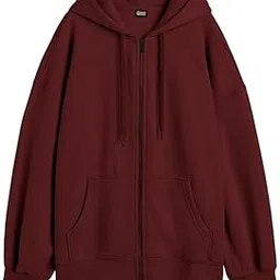 a to z creation Solid Hooded Neck Long Sleeves Zip-up Jacket For Women's (IN, Alpha, 2XL, Regular, MAROON)-picture-55