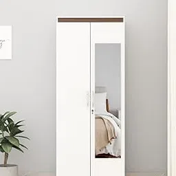 illfordd furniture 2 door wardrobe in Frosty White colour with drawer and Hanging Space / 2 door wardrobe for bedroom with storage-image-70