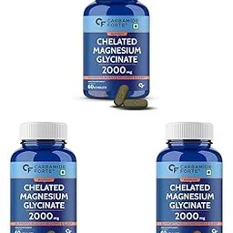 Carbamide Forte Chelated Magnesium Glycinate Supplement 2000mg Per Serving | Magnesium Supplement Supports Muscle Recovery & Better Sleep -60 Veg Tablets (Pack of 3) image 1