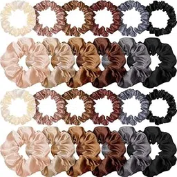 12 Pieces Satin Hair Scrunchies Silk Elastic Hair Bands Skinny Hair Ties Ropes Ponytail Holder for Women Girls Hair Accessories Decorations (Vintage Colors,)-image-17
