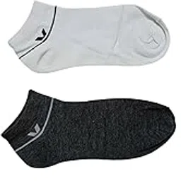 Athletic Low Cut Ankle Men Socks, Multicolour, Cotton, Cushioned Sports Design, free size (2 Pack)-picture-37