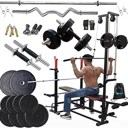 HASHTAG FITNESS 20in1 Bench Home Gyms & Gym equipments for Home with 20kg to 100kg Rubber Gym Weights (40kg)-image-43