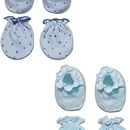 baby eli Newborn premium cotton Mitten-booty set (picot) for baby boy & baby girl- Pack of 2 sets-picture-52