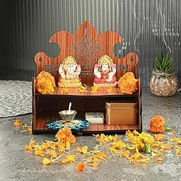 ZUPER Engineered Wood Hand Crafted Carved Pattern Home Temple for Idols Temple for Home and Office I OM Engraving | Set Top Box Stand I Wooden Mandir (Pack of 1) (Medium, Style36)-picture-15
