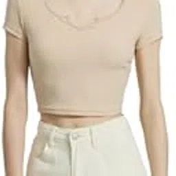 redamancii Womens V-Neck Short Sleeves Crop Top-picture-36