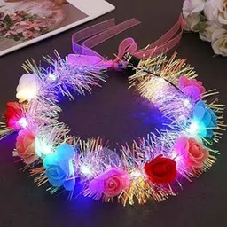 Rose Flowers LED Light Up Tiara Crown Headbands, 3 Lighting Modes, Girls Hair Accessories for Birthdays and Parties, Multicolor-picture-62