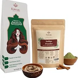 KUMARI KULTURE Ready-to-Apply Henna Paste, Organic Indigo Powder Combo – Natural Hair Color Combo for Black Hair, Rich Dark Brown and Fast Post-Henna Coloring, Pack of 1 x 220g, Pack of 1 x 80g)-image-15