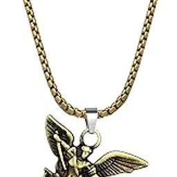 m men style St. Michael Archangel Locket | Christian Catholic Religious Necklace | Spiritual Protection Gift Copper-picture-17