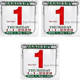 Sun Prints English Daily Sheet Calendar Slip 2026, Slip No. 05, Size (3.90x3.70 inch), Design No. 11 (Pack of 3)-picture-54