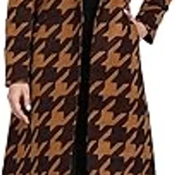 essentiele Hounds tooth Dark Camel single breasted Wool blend Long coat-picture-30