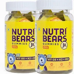 NutriBears Vitamin D3 + K2 + B12 Gummies for Kids & Teens | Plant-Based D3, Natural K2 (MK-7) & B12 Supplement | Gentle, Effective & Vegetarian | 60 Orange Flavour Gummies, 2-Pack-picture-11