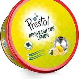 Amazon Brand - Presto! Dishwash Tub Bar 700 Gram | With Free Scrub Pad-Lemon | Round Shape For Longer Use | Tough On Grease | Gentle On Hands-image-48