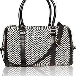 astrid Women's Mini Black Textured Canvas Duffle Bag-picture-16