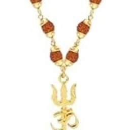 bhumi creation Gold Plated Traditional Rudraksh Mala Om Trishul Pendant For Men And Women-picture-36