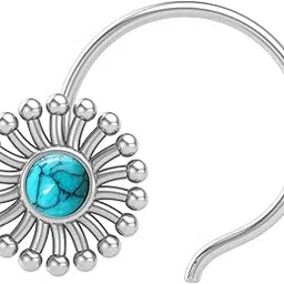 JSAJ STONE NOSEPIN Wire Nose Pin in Pure 92.5 Sterling Silver-image-41
