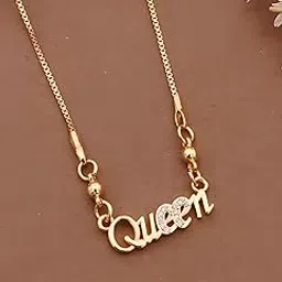 prakti Anti Tarnish AD My Baby Pendant Chain Necklace for Women & Girls | 18 Inch Gold Plated Stylish Jewelry | Romantic Gift for Girlfriend & Wife-picture-37