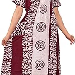 Cotton Nighty for Women Batik Handmade Printed Stylish Night Gown, Comfortable Sleepwear Long Nightwear Nightie Skin Friendly Ladies Maxi 100% Pure Cotton Nighty.-image-78