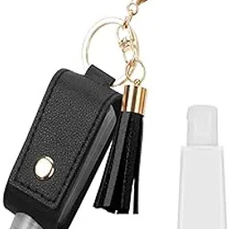 godsdwares Sanitizer Holder for Bags, Mini Refillable Perfume Spray Keychain, Compact Leather Case with Key Ring, Portable Hand Sanitizer Bottle for Travel, Office Commute(30ml)-picture-33